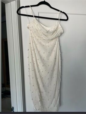 oh polly white beaded dress Embellished Multi Wear A-Line Mini Dress in White - 2